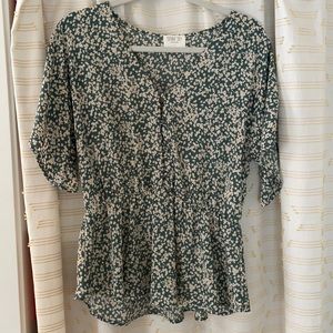 Green floral blouse